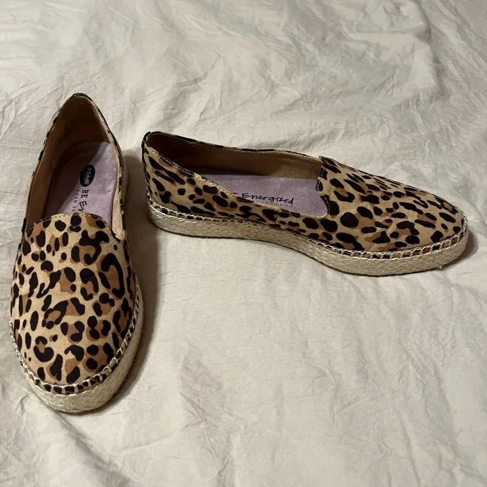 Like New Dr. Scholl's Find Me Espadrille Slip On tan/black leopard print…